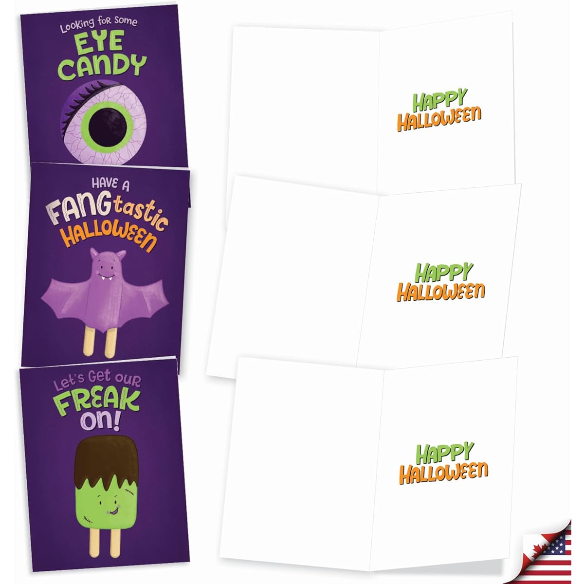 The Best Card Company Trick or Treat Puns - 20 Boxed Halloween Note Cards with Envelopes (4 x 5.12 Inches) - AM8851HWG-B2x10