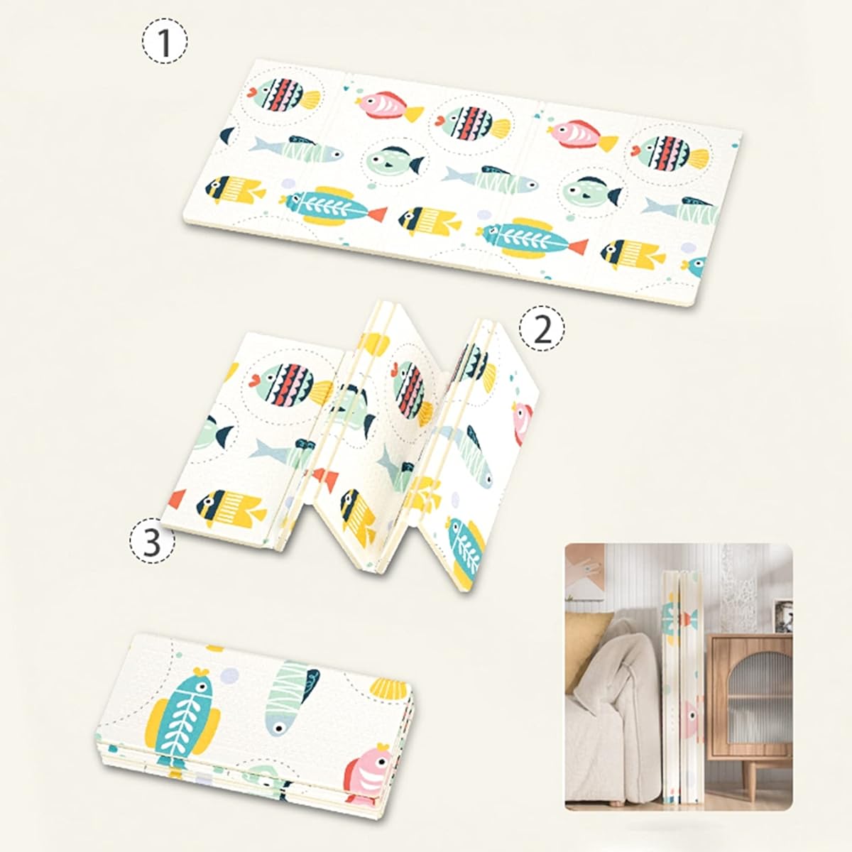 , Cute Animal, Foldable, Children's Game Pad, Double-Sided, Large, Waterproof, Soundproof, Slipproof, Shock Absorbing, Odorless, Non-toxic, Wipeable, Toy Rug, For Parenting, Kindergarten, For Games, Nursery School, Bedroom, Back To School, Children's Day