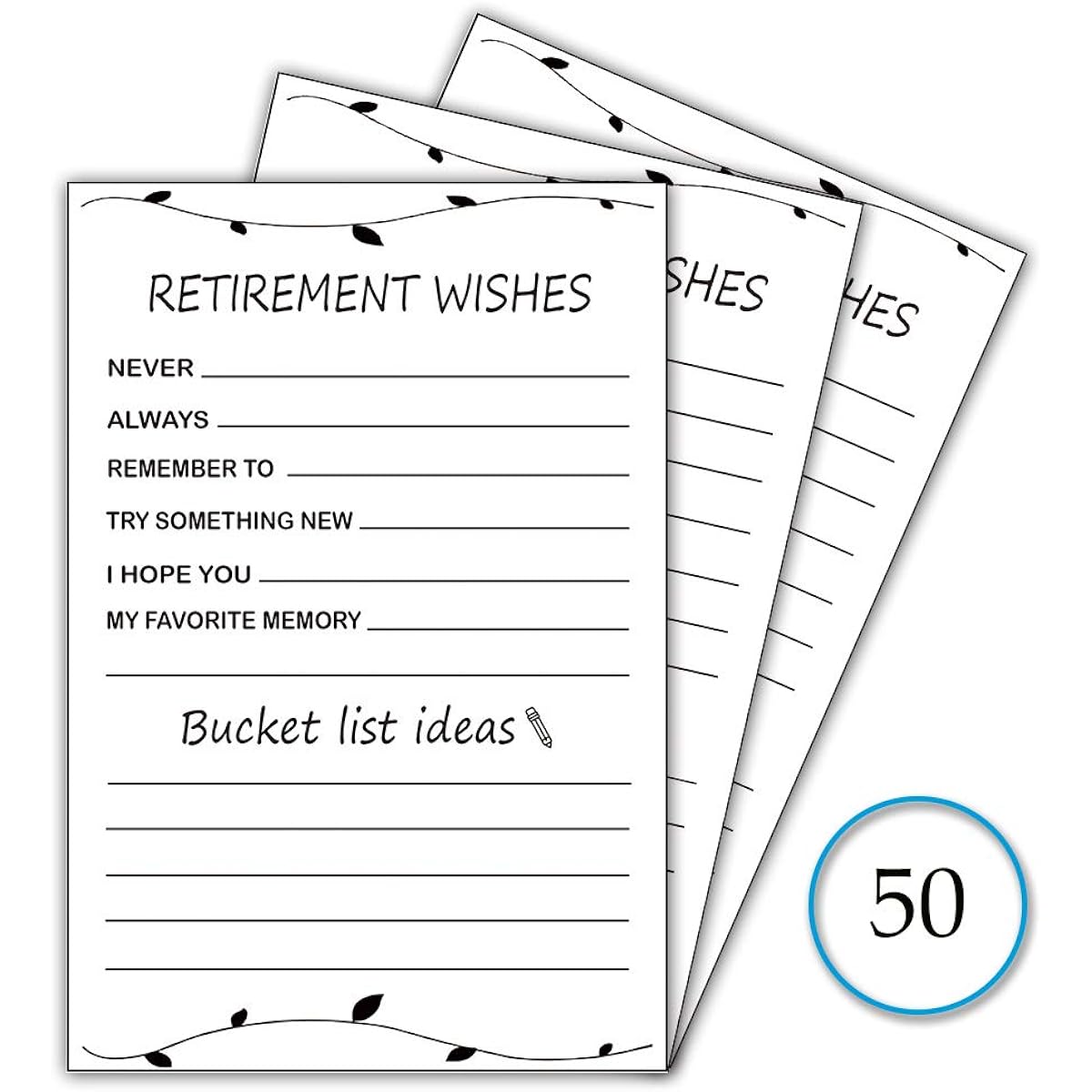 Advice and Wishes Cards | Retirement Party Advice and Wishes Cards 4 x 6 inches - Pack of 50