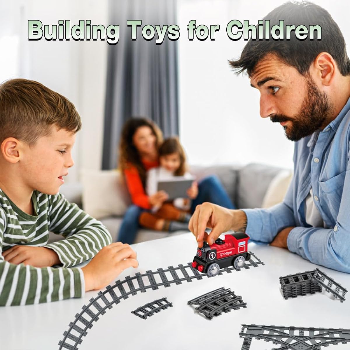 Etarnfly Classic City Train Track with 32 Curves, 6 Straights and 1 Integrated Split Train Track - Railway Building Toy Accessories Compatible with Major Brands