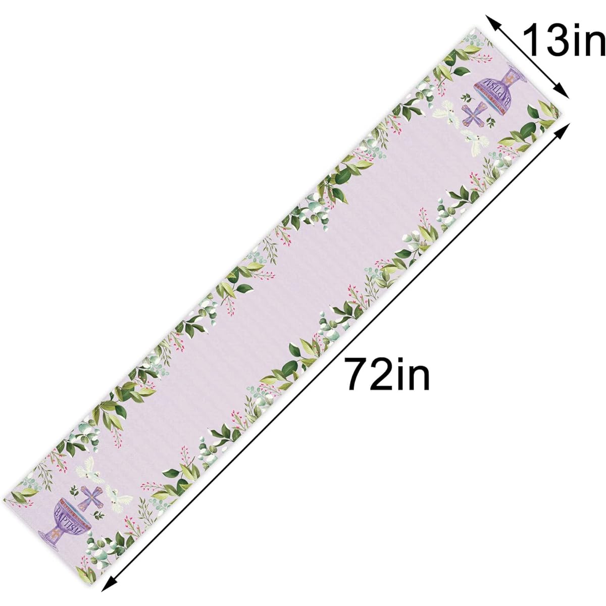 Jiudungs Linen Purple Baptism Table Runner 72" Long First Communion Tablecloth for Baptism, First Communion, Confirmation Table Decorations for Boys and Girls