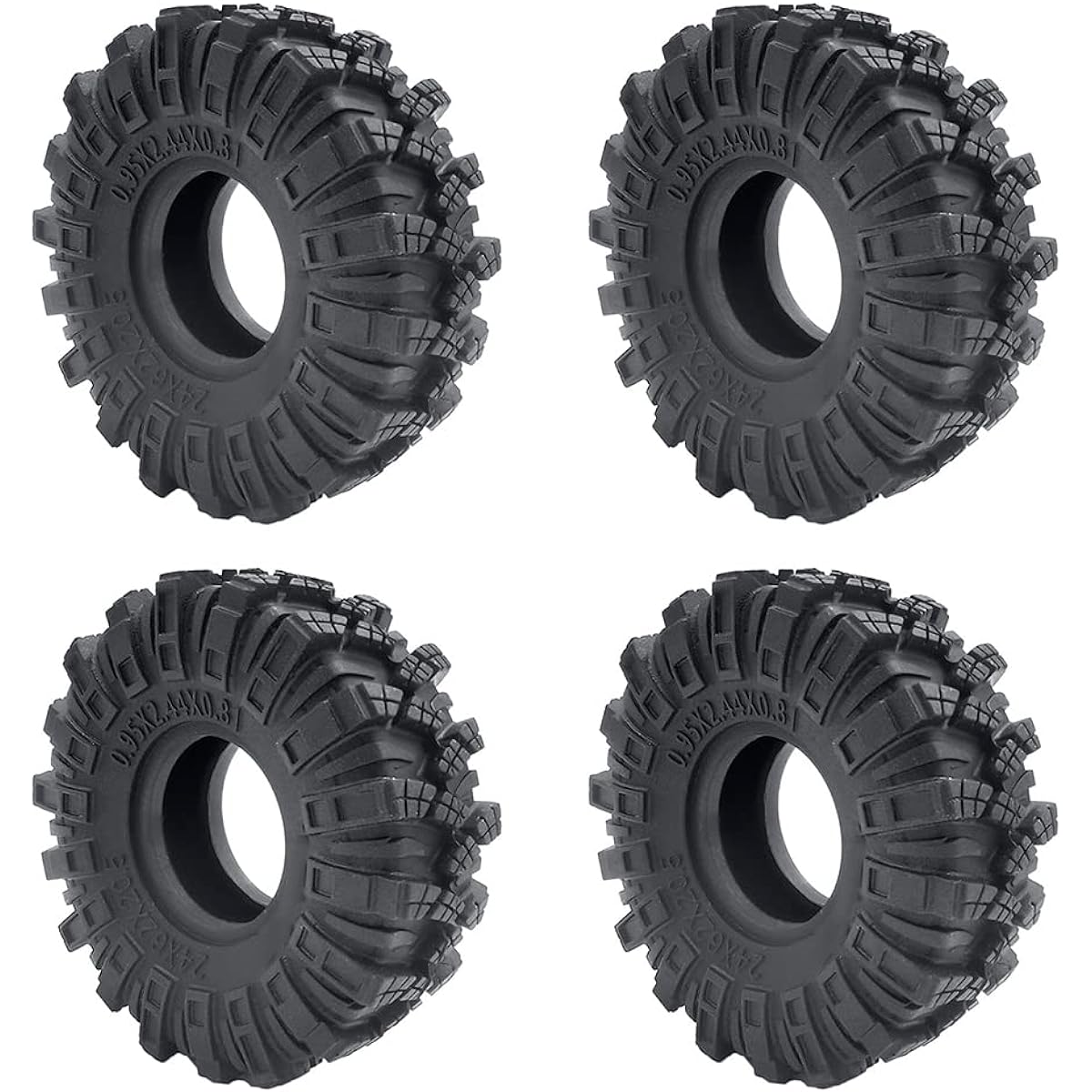 RCHUBAM Crawler Tires 4pcs 1 Inch Micro Rubber Tires for 1/24 Axial SCX24 90081 AXI0001 AXI0002 AXI0005 AXI00006 RC Crawler Car (C)