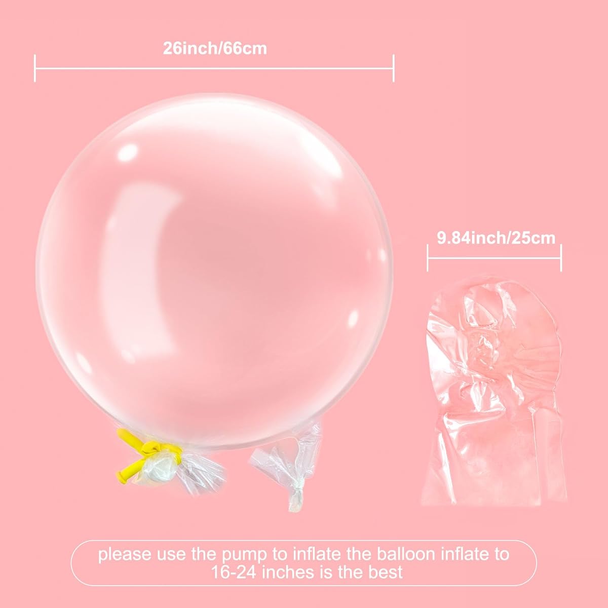 Kaemi Clear Bobo Balloons Filler 15pcs Large Bubble Balloons Globo Bulbuja Clear Parallelar Large Clear Balloons Wide Mouth for Baby Shower/Wedding/Birthday Party Decorations