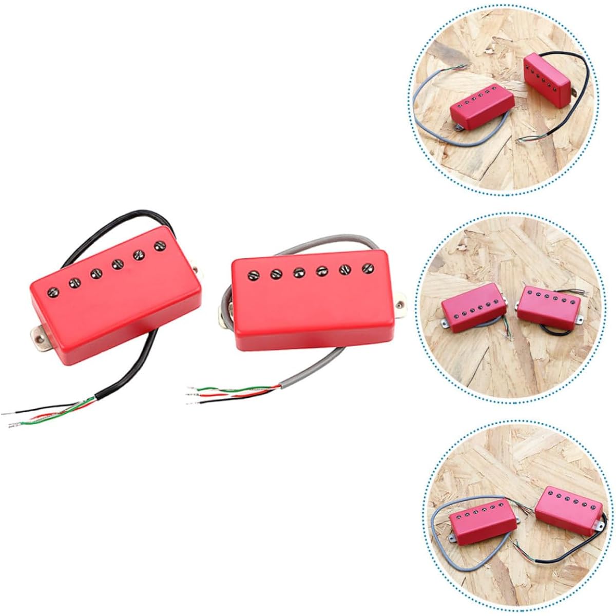 VINTORKY 2pcs Red Matte Guitar Double Pickup Gmb228 Guitar Pickup Replacement Ukulele Part Ukulele Pickup Humbucker Pickup Musical Instrument Supplies Acoustic Guitar Pickup