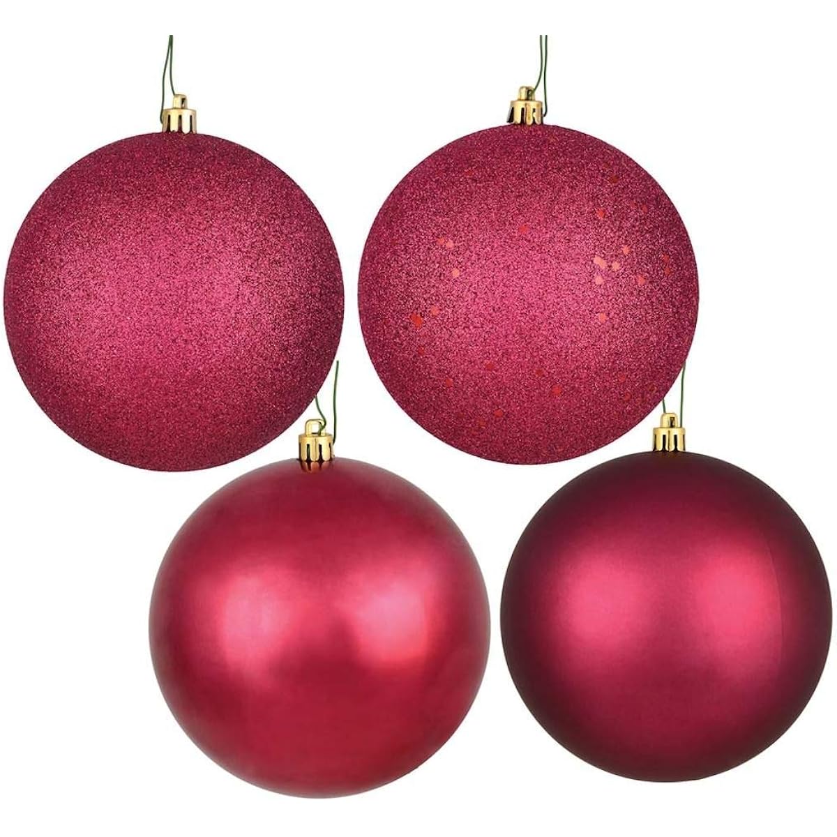 Vickerman 6" Berry Red 4 Finish Ball Ornament Set - 4 ornaments per box.