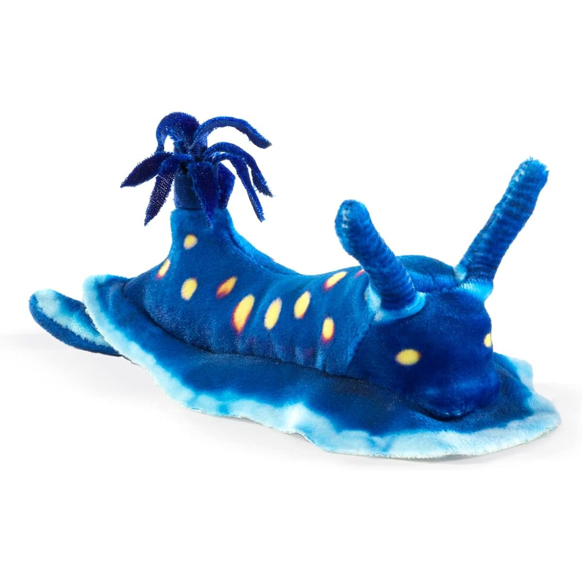Folkmanis Mini Blue Nudibranch Finger Puppets, 8001, Blue, Light Blue, Yellow.