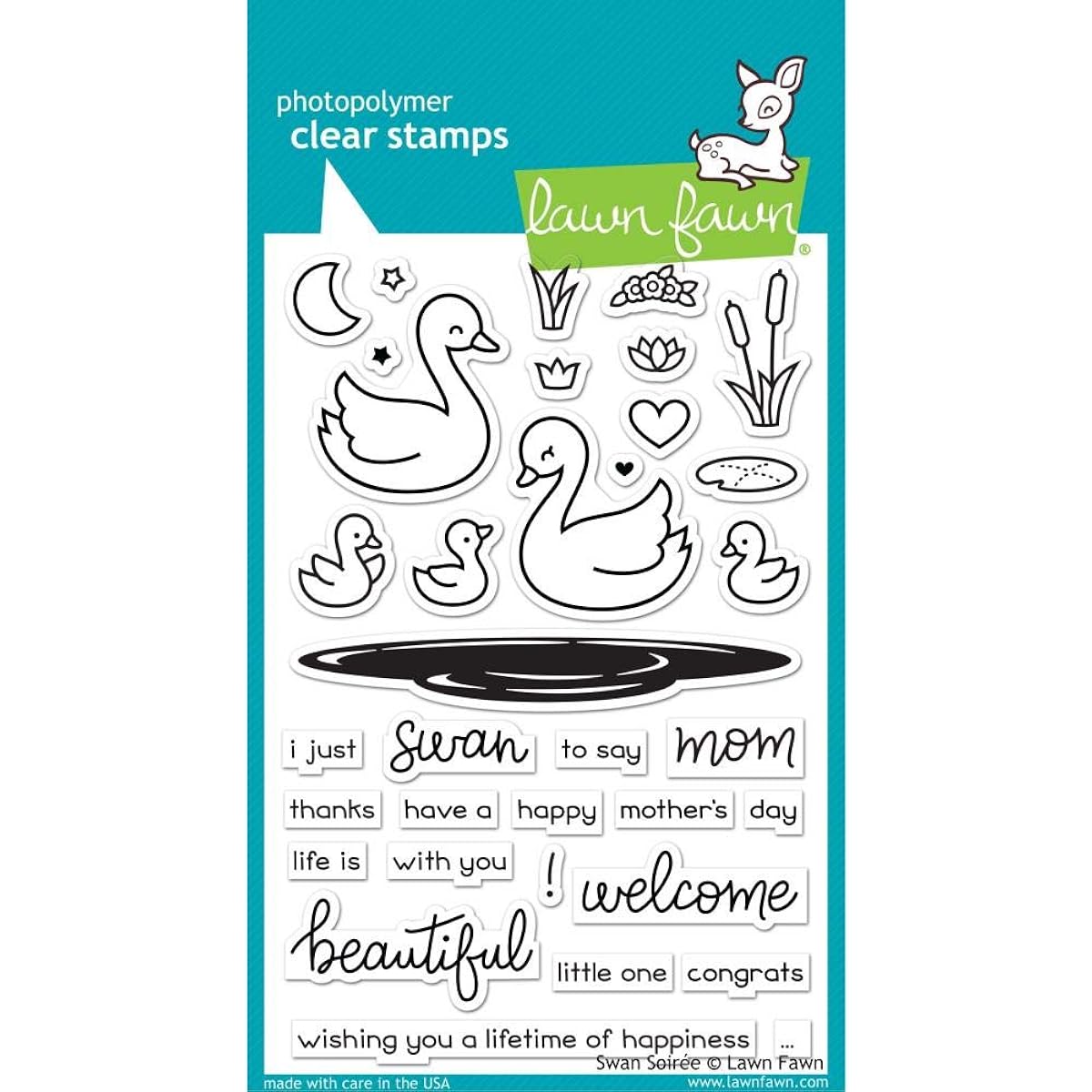 Lawn Fawn Swan Soiree Clear Stamp & Dies + Lawn Kitten Tail Border Dies - Set of 3