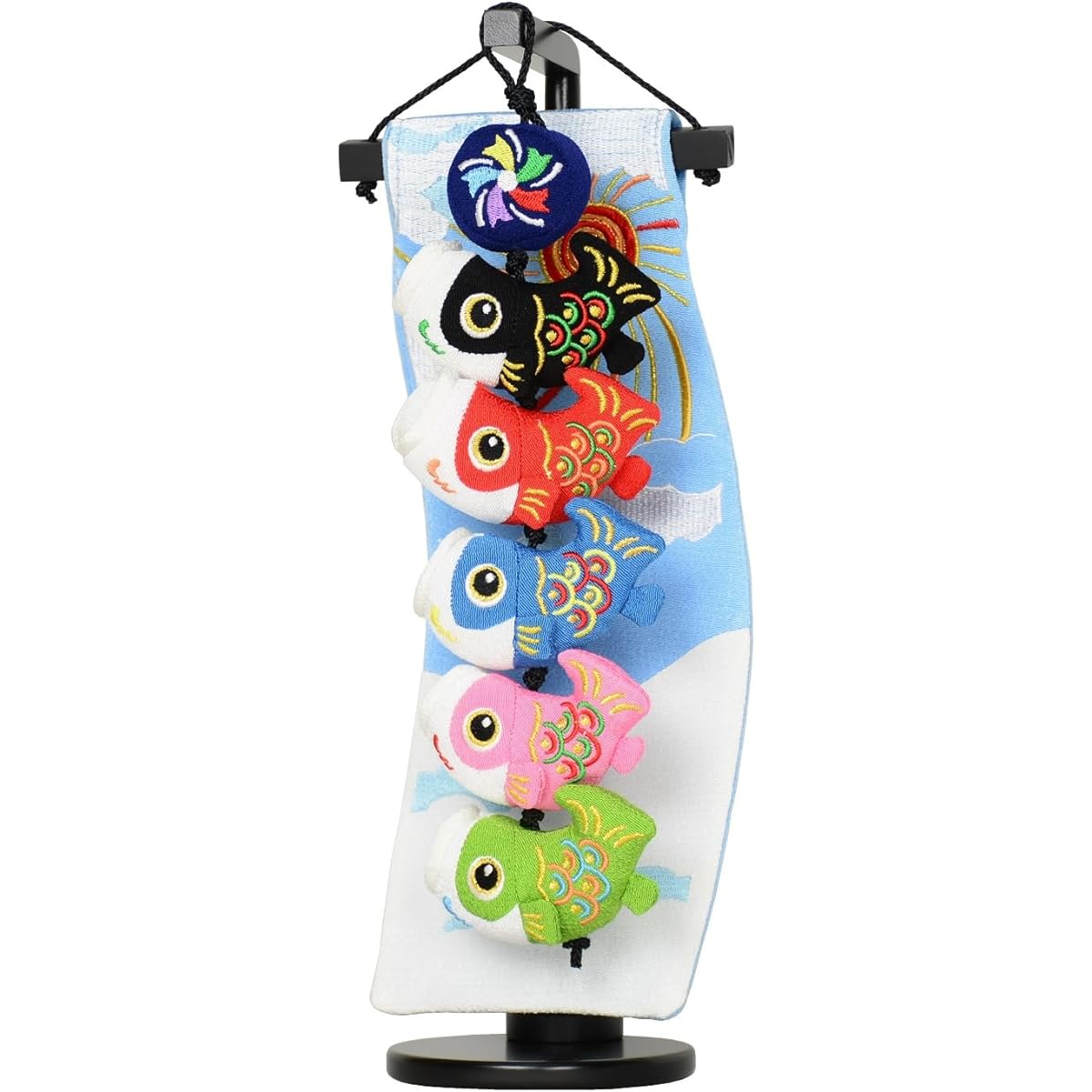Indoor carp streamer set with stand, crepe hanging carp decoration, hanging decoration, carp 5, sky, height 34cm, tapestry included