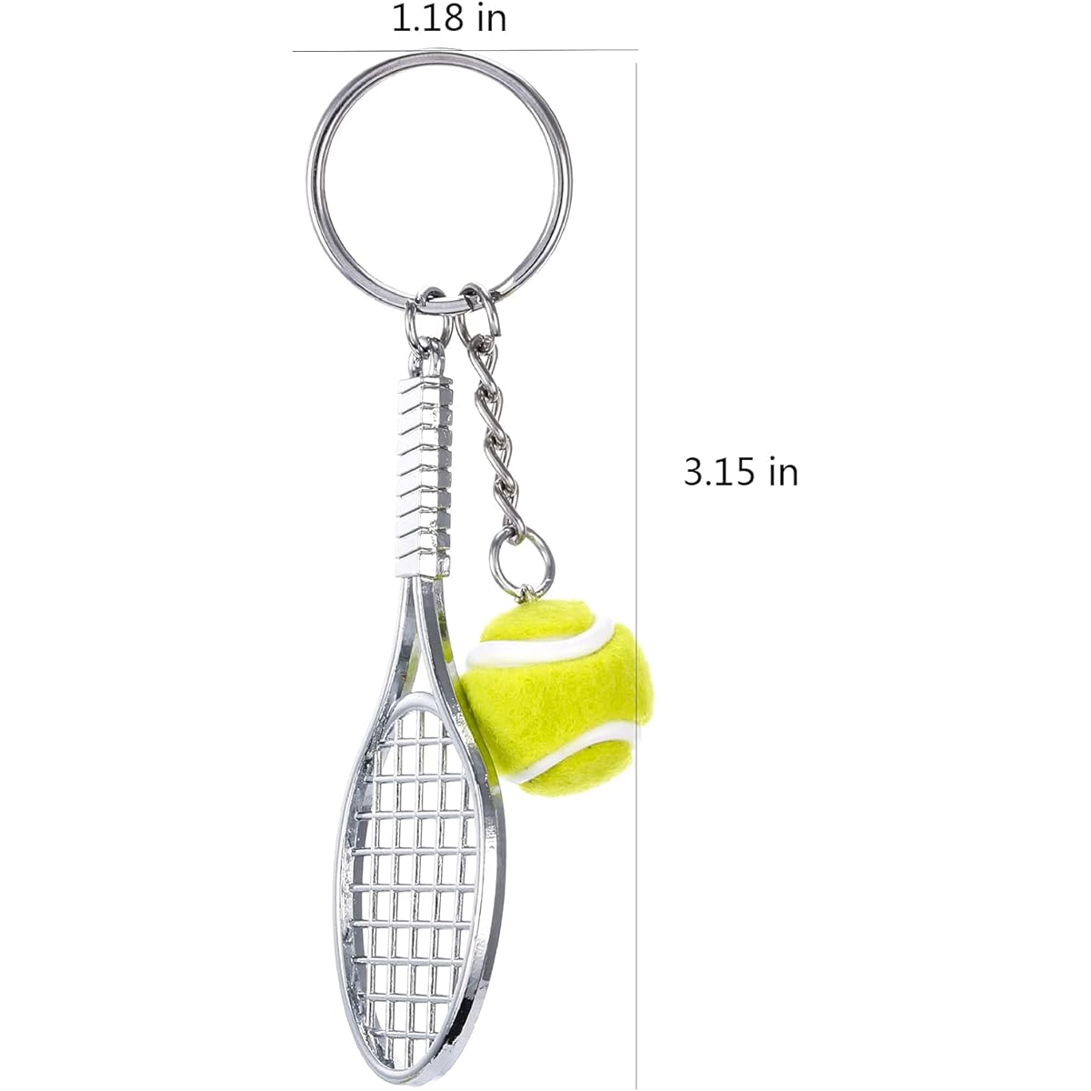 Emiver Mini Metal Tennis Racket Keychain Cute Sports Pendant Key Ring Tennis Ball Key Chain Party Gift 10 Pieces