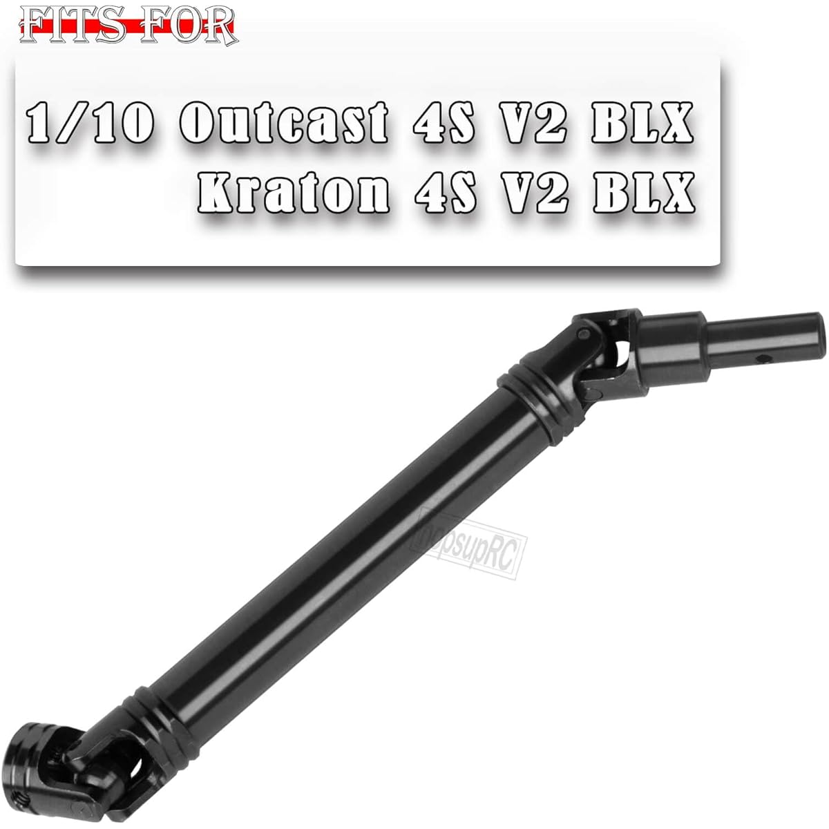 hopsupRC #45 Steel RC Drive Shaft Axle Upgrade Parts for 1/10 Outcast 4S V2 BLX & Kraton 4S V2 BLX, 4PCS Hardened Front Rear CVD Drive Shaft Hop Up, Black (Only Fits V2)