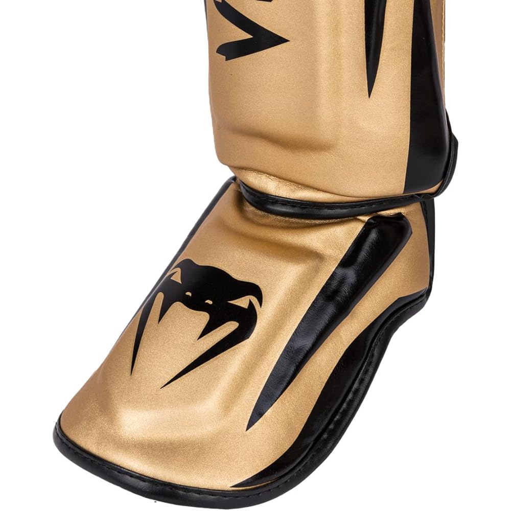 VENUM Leg Guard ELITE SHIN GUARDS (Gold x Black) VENUM-1394-449 // Legs Kickboxing Martial Arts Armor Protector