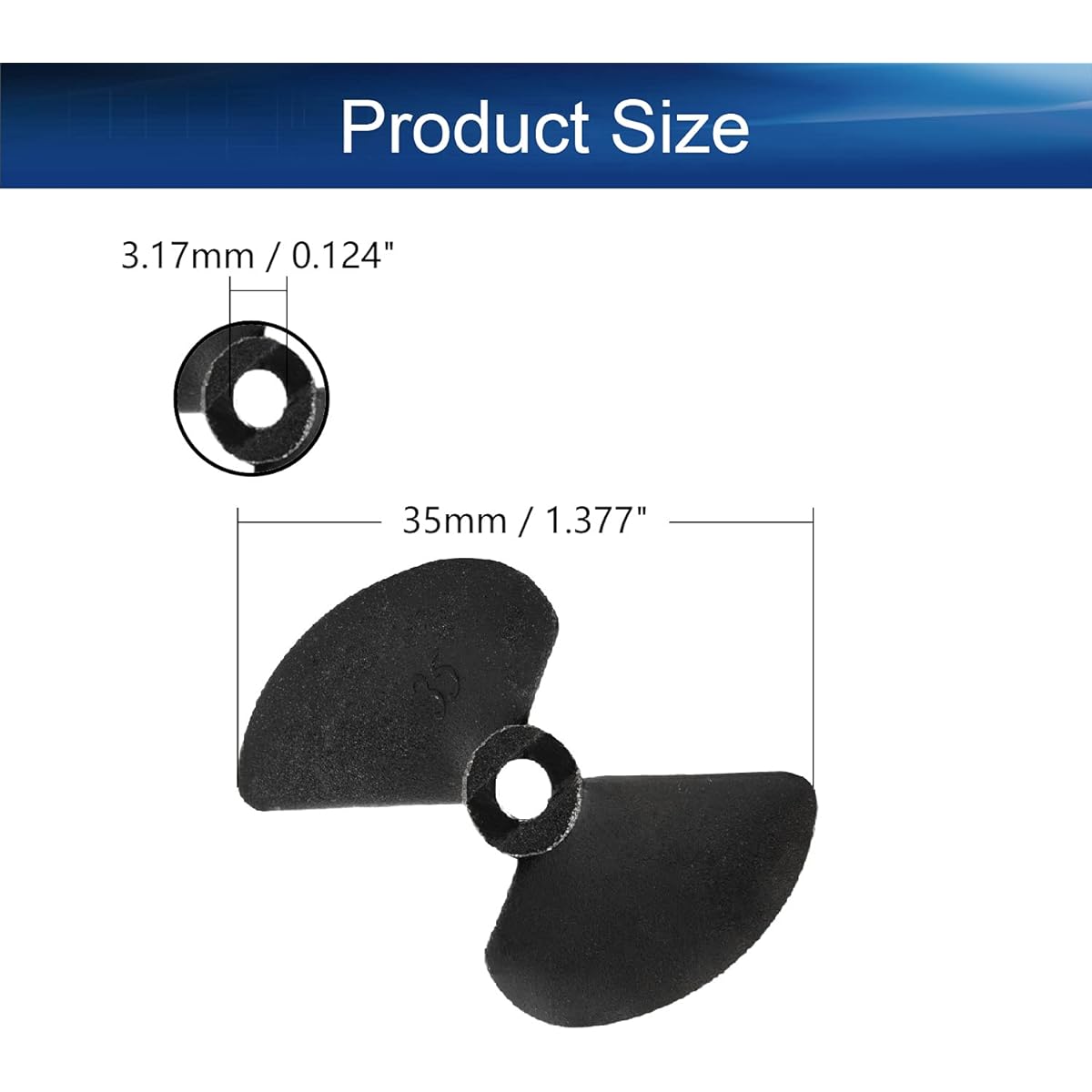 Bettomshin 3 Pieces 2 Blade Propeller Ship Model RC Boat Propeller Model Black Plastic Positive Paddle 35mm 40mm Diameter Pitch 3.17mm Hole Diameter