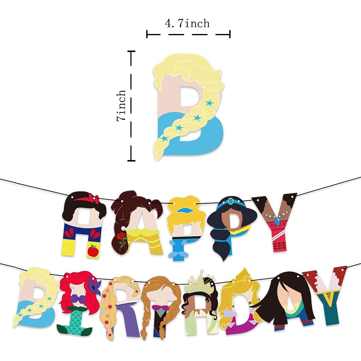Disney Princess Birthday Party Banner Birthday Party Decorations for Girls