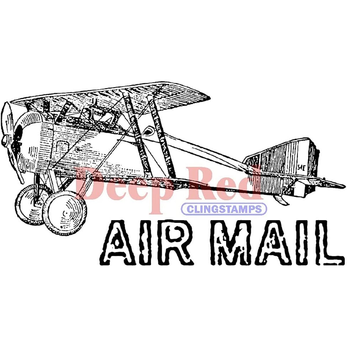 Deep Red Cling Stamp 4"X2.25"-Vintage Air Mail (parallel input product)