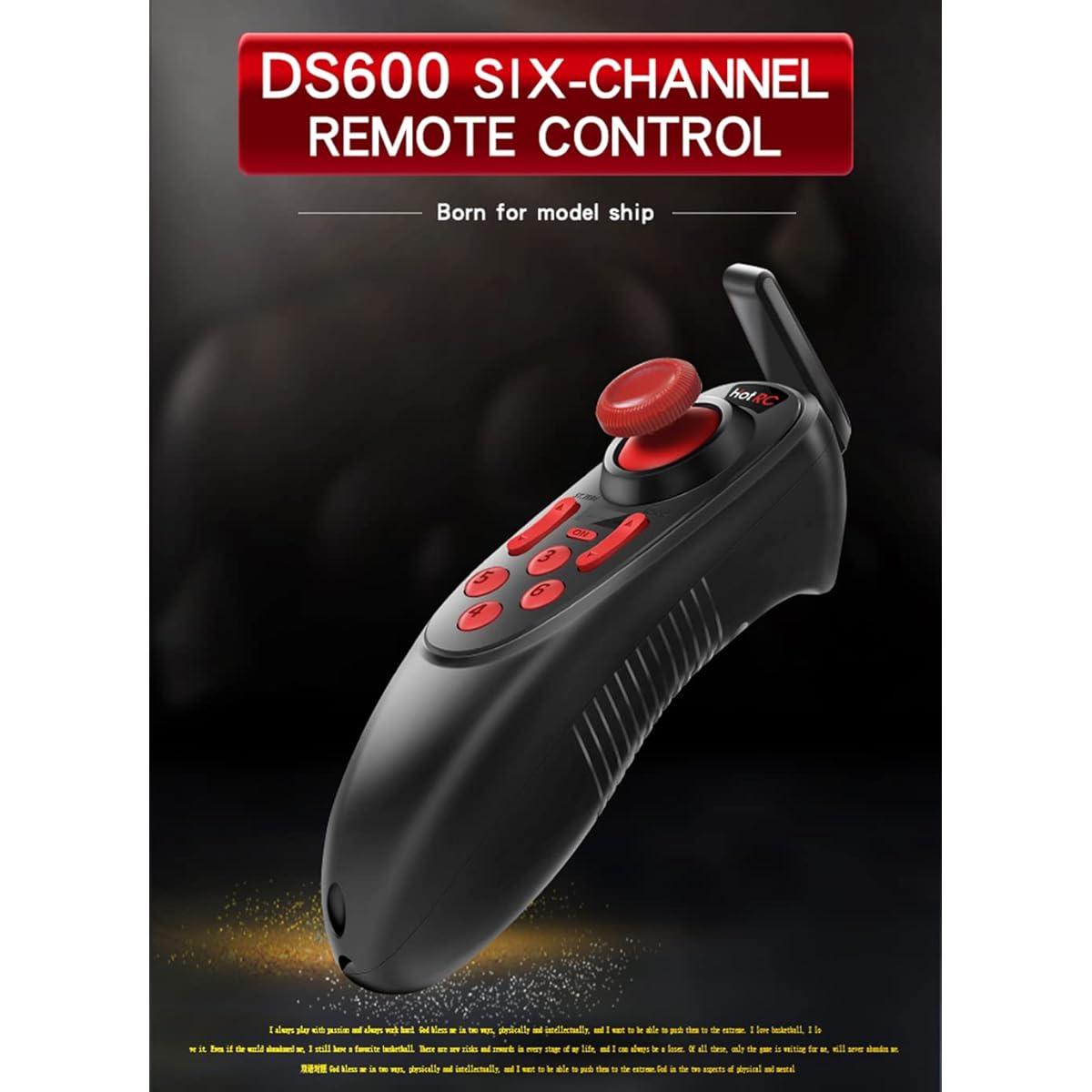 HOTRC DS-600 6CH 2.4GHz RC Transmitter and Receiver Remote Controller with DS 600 PWM 6 Channel Receiver for RC Boat (with PWM RX)