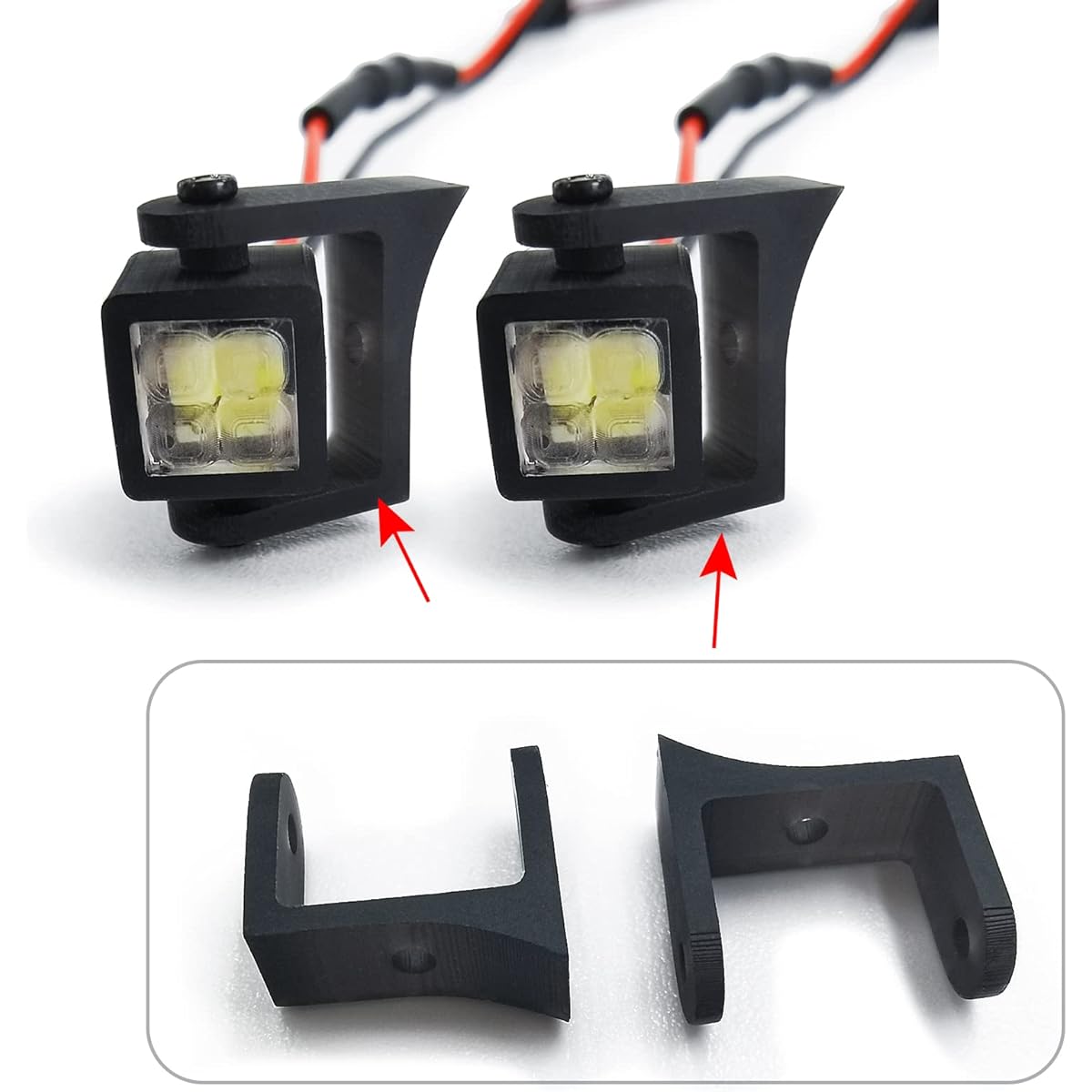 ARFIOWWY 1/24 RC LED Light Square Spotlight Lamp for Axial Scx24 AXI00001 AXI00002 B-17 AXI0005 Crawler Car