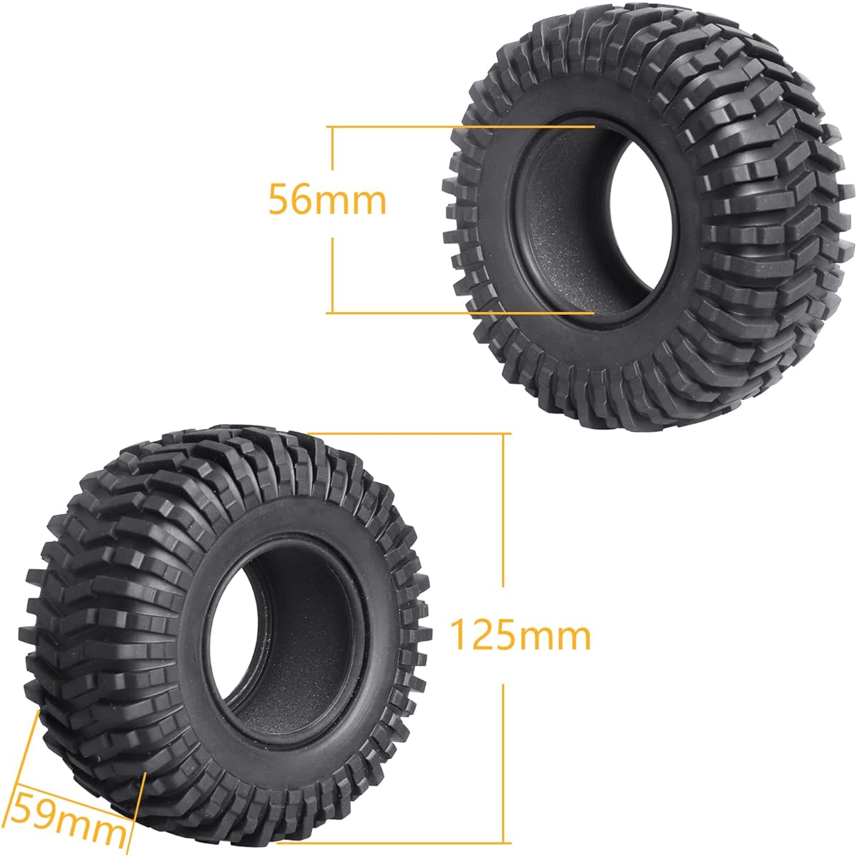 Hobbyfire 2.2 Crawler Tires 4.92" OD Foam Inserts Soft for Traxxas TRX4 1/10 RC Crawler Axial SCX10 II III AX10 Wraith D90 Redcat Gen 8 Set of 4