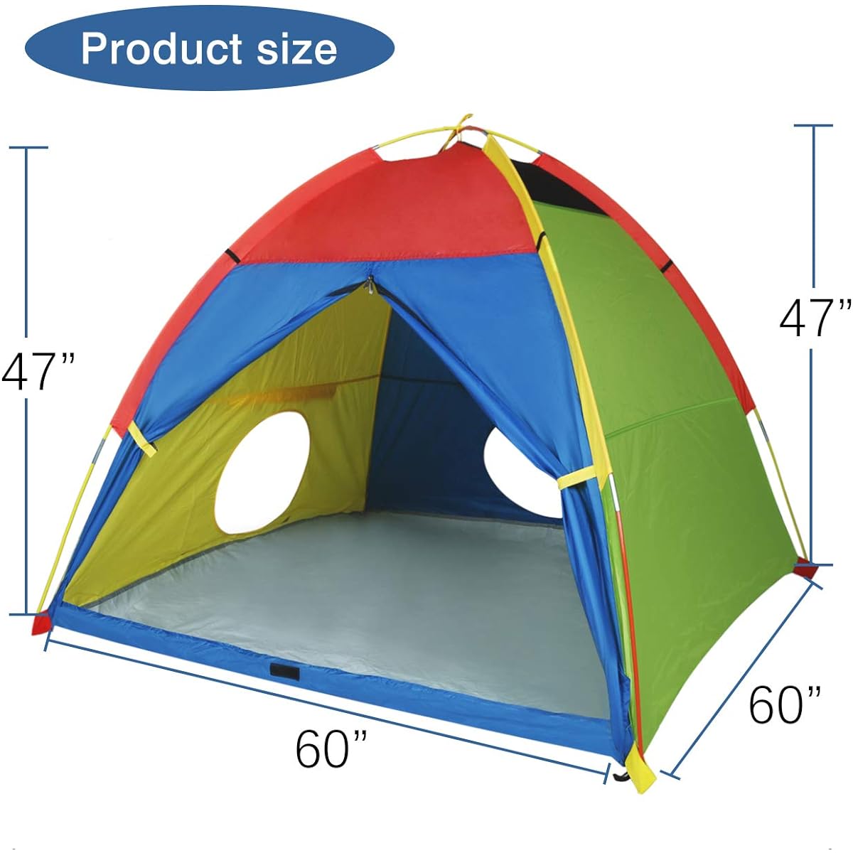 MountRhino Kids Play Tent & Playhouse?60?x60?x47? Kids Pop Up Tent, Children Camping Playhouse, Indoor/Outdoor Children Playhouse for Boys Girls, Large Space Kids Ttents with Rainfly(Large Space)