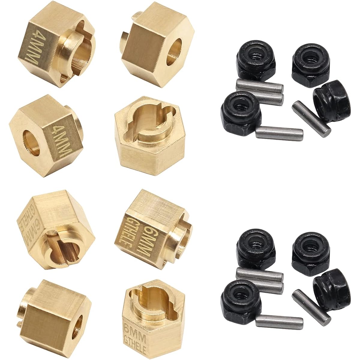 GTHELE Brass Wheel Hex Hub 4mm&6mm(+1.5mm) Extender Adapter Set for 1/18 TRX4M Upgrade Parts RC Crawler Car