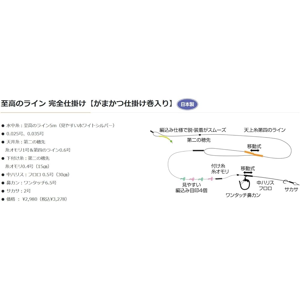 Hokuetsu Sangyo Supreme Line Complete Device No. 0.035 (with Gamakatsu Device Roll)