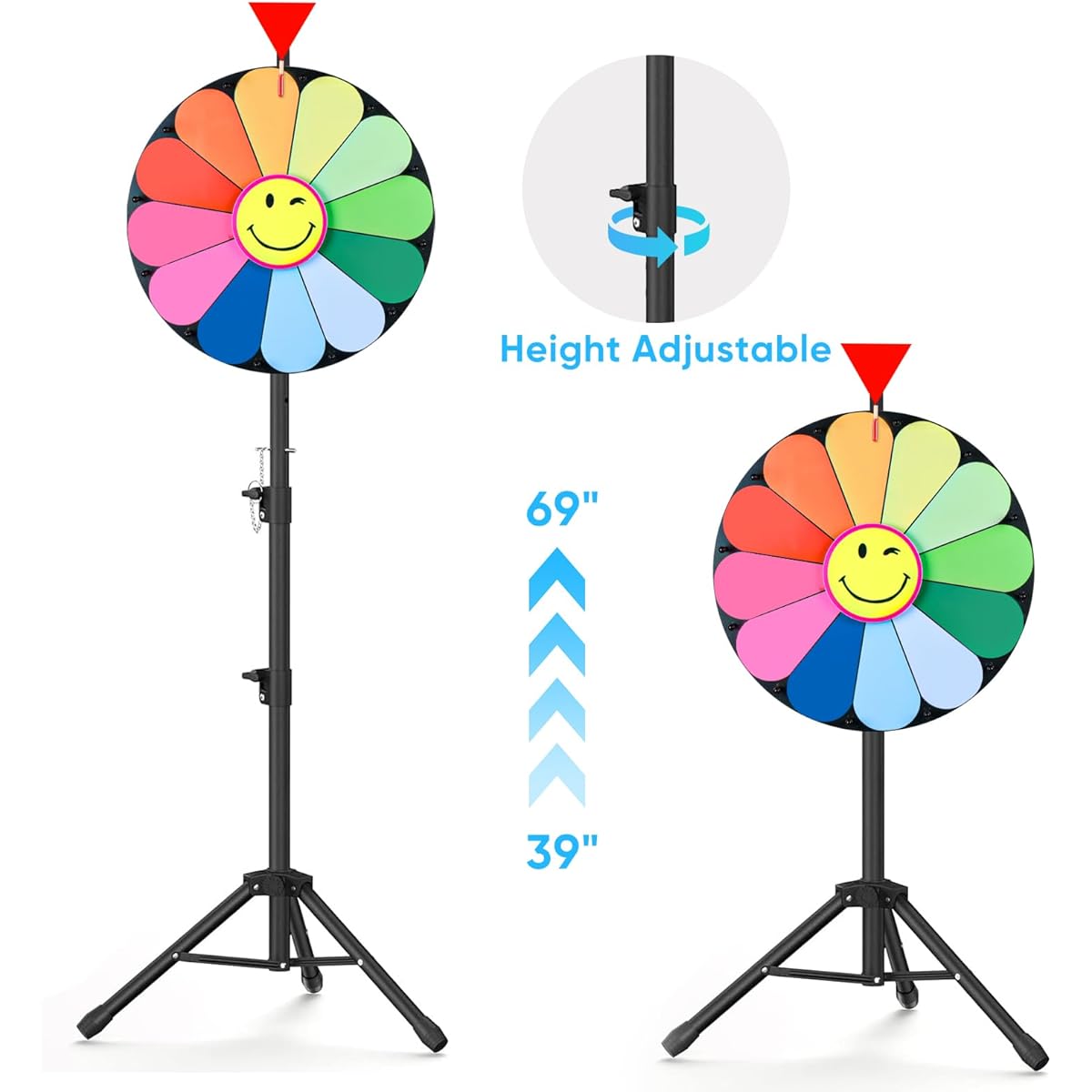 Delizon 18" Tripod Prize Wheel 12 Slot Spinning Wheel Fortune Game for Holiday Activities Parties Classroom Home Education Sunflower Pattern