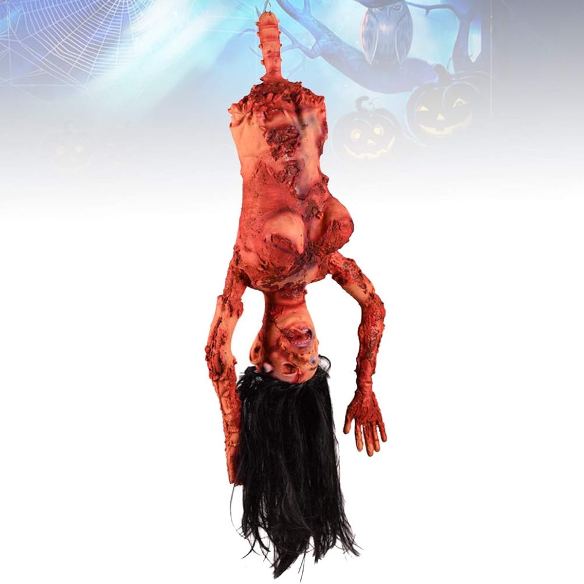 Amosfun Broken Body Parts Hanging Dry Corpse Prank Trick Props Horror Decorations Haunted House Halloween Party