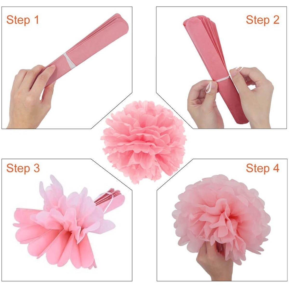 Fascola 30pcs Purple Lavender Baby Pink White Baby Shower Tissue Paper Pom Poms Paper Tassels Garland First Birthday Decorations Purple Bridal Shower Decorations Snow and Ocean Themed Party Decorations