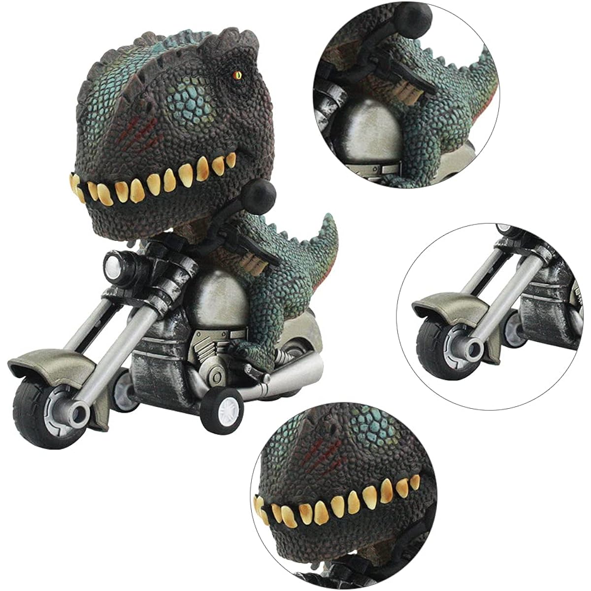 Friction Powered Inertia Animal Motorcycle Toy Vehicles Gift 4pcs Kids Boys Age 3 4 5 6 7 8 9 Shark Toy Car + Special Rhino Toy + Dinosaur Motorcycle Game T-Rex Triceratops Monster Dinosaur Toy