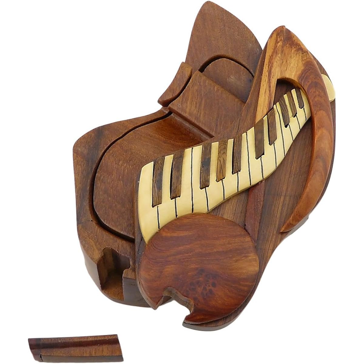 Music Note and Piano Keyboard Handmade Wood Puzzle Box