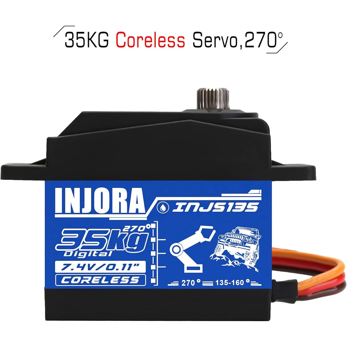 INJORA RC Servo 35KG Servo Digital High Torque Servo 25T Steering Servo Arm for RC Car Model Crawler Truck