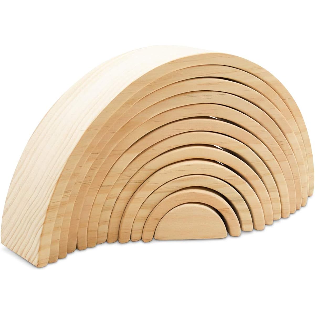 Woodpeckers Large Wooden Rainbow Stacker Arch Set of 12 Natural/Unfinished Stacking Rainbow