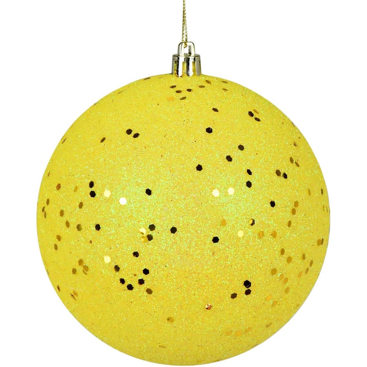 Vickerman 624326-8" Yellow Sequin Ball Christmas Tree Ornament (N592078DQ)