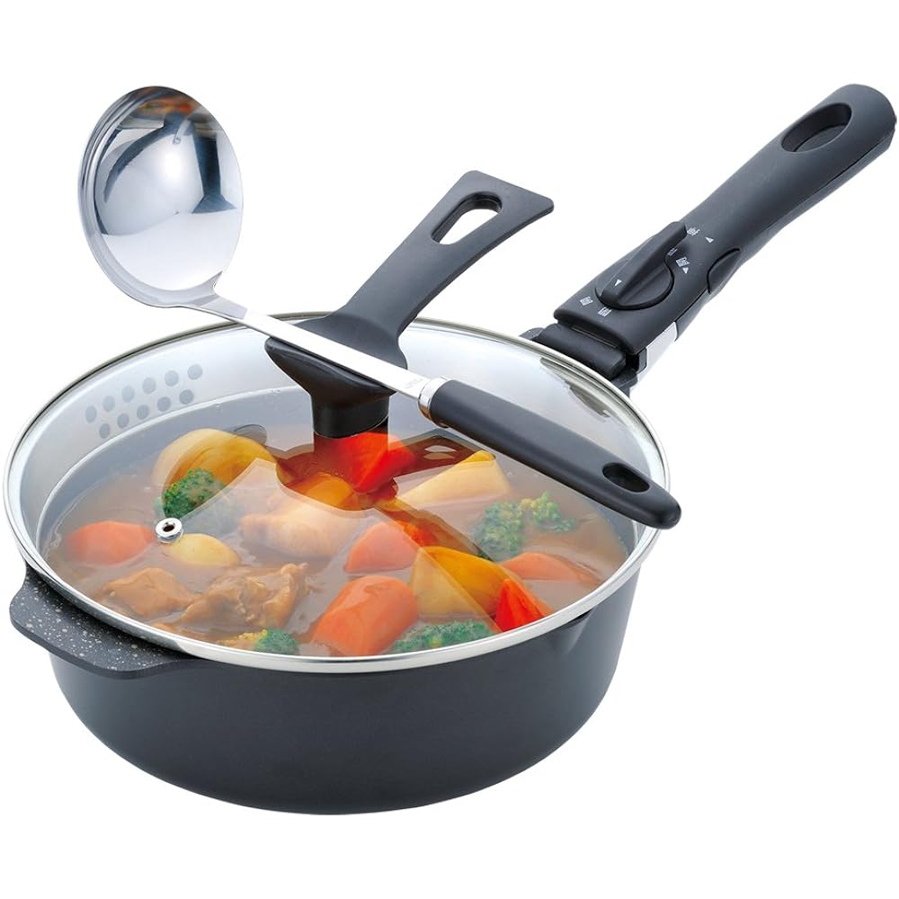 Wahei Freize Frying Pan, Boil, Bake, Cook, Steam, Boil, Stir-fry, Deep-Fry, Multifunctional Pan, Auvel II, IH Compatible, Quick Marble, Fluorine Resin Processing, Recipe Included EM-9735