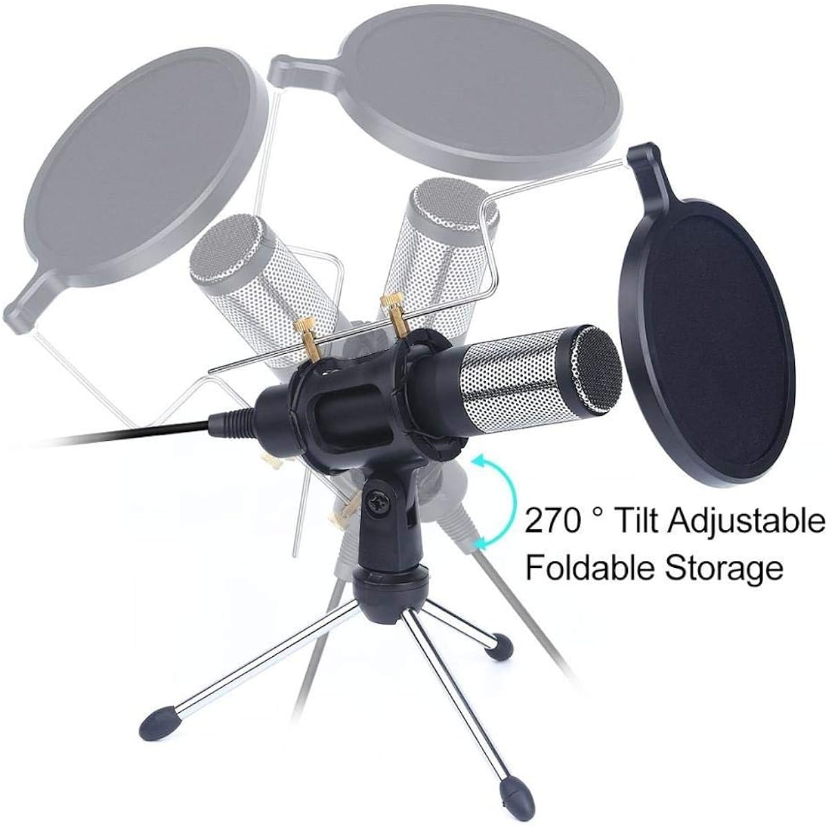 Microphone Professional Condenser Microphone for Computer with Stand for Phone PC USB Microphone