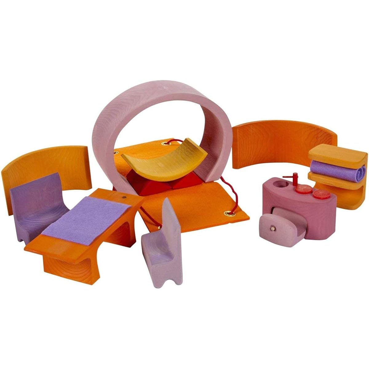 Mobile house for mini dolls pink orange