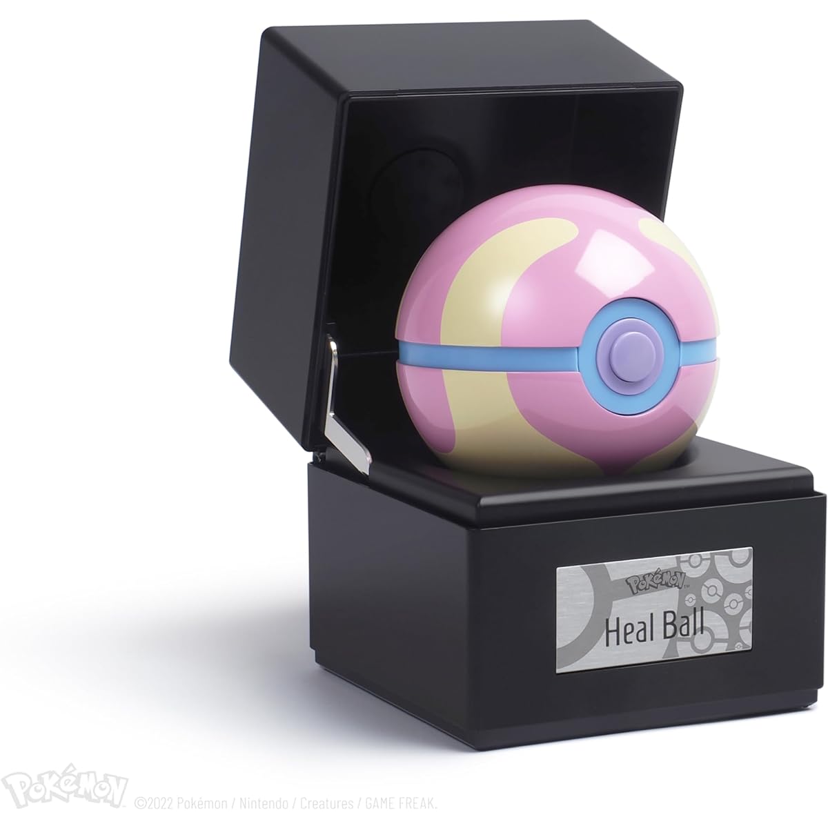 The Wand Company Heal Ball Authentic Replica - Realistic, Electronic, Die-Cast Poke Ball with Ball and Display Case Light Features Officially Licensed by Pokemon