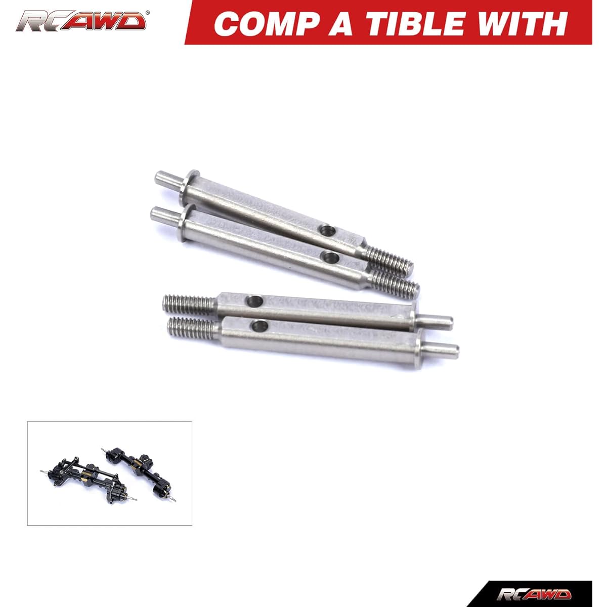RCAWD Drive Stub Axle Wheel Axle #45 Steel for RCAWD Front Rear Portal Axle for SCX24 Upgrade Parts