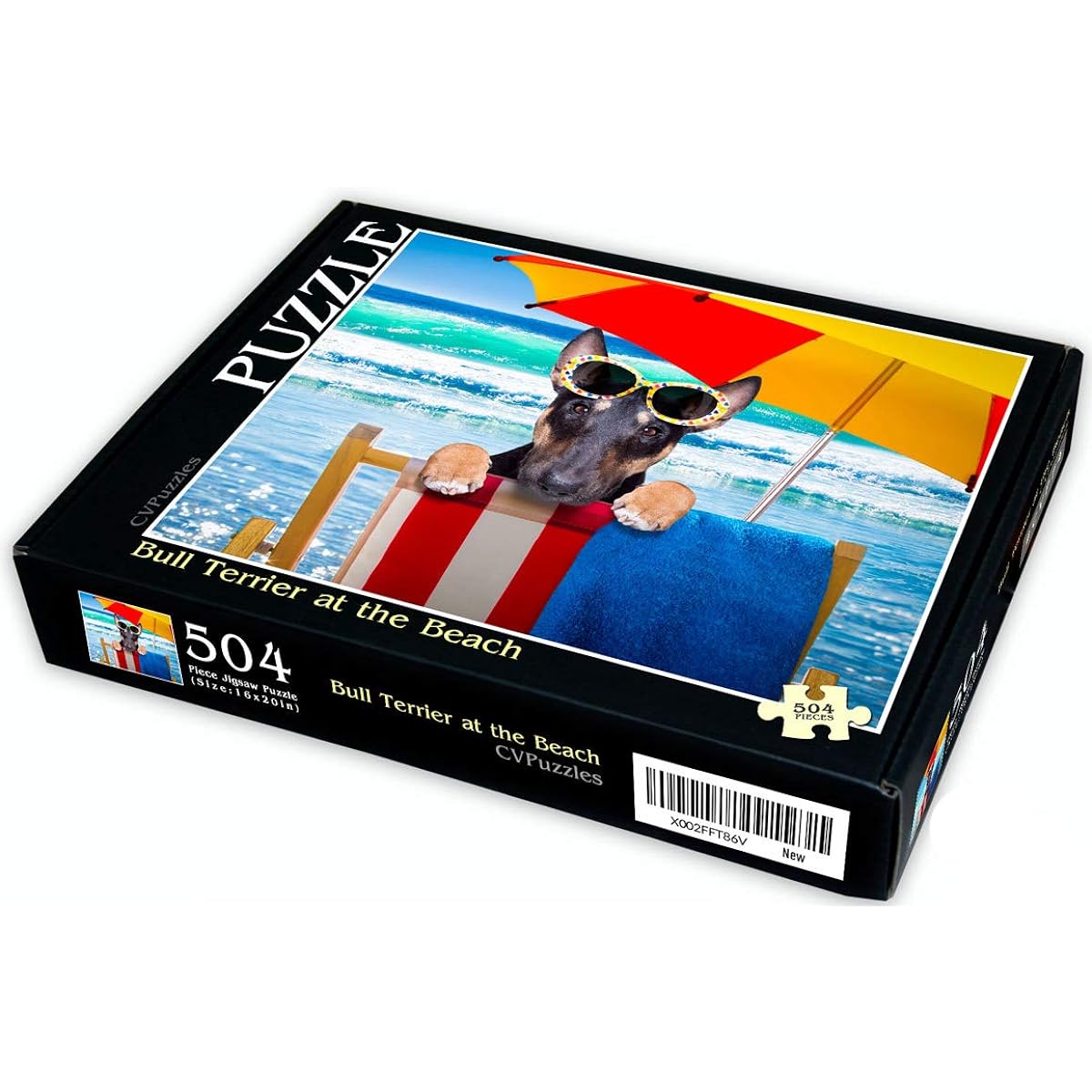 CVPuzzles Jigsaw Puzzle Bull Terrier on the Beach 504 Piece 16" x 20"