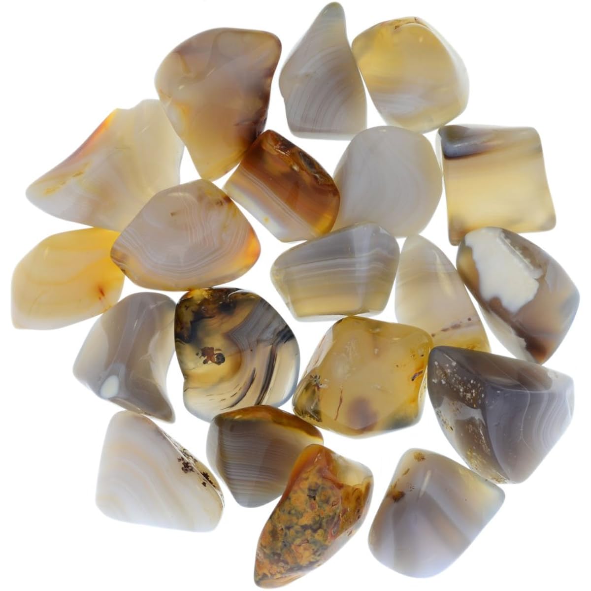 Digging Doll: 1 lb Tumbled Band Agate Stone Made in Madagascar - 0.75" to 1.5" Average Rock for Crafts, Art, Crystal Healing, Wicca, Reiki and More