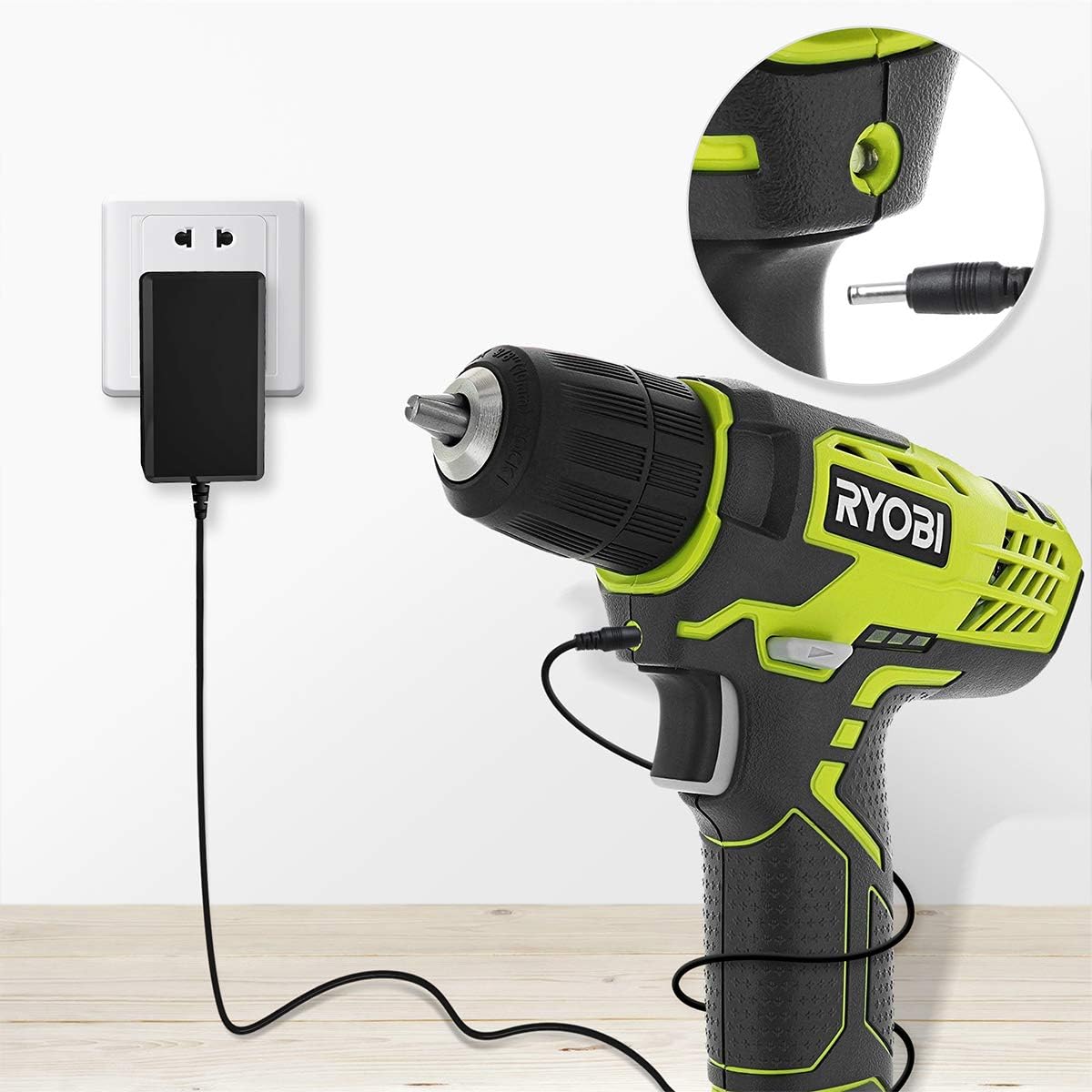 PwrON 6.6ft 9V AC to DC Adapter Ryobi HP108L 8 Volt Lithium Ion Cordless Kit Drill Driver ZRHP108L SA721 Ryobi CH124 720391002 Class 2 Power Cord