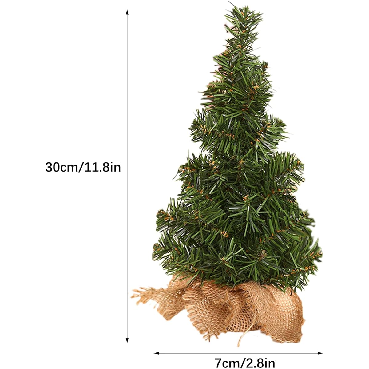MSUIINT Tabletop Mini Christmas Trees, 4 Pack 11.8 Inch Artificial Christmas Trees Miniature Christmas Pine Christmas Tree with Burlap Base DIY Christmas Decorations for Home Party Indoor Outdoor