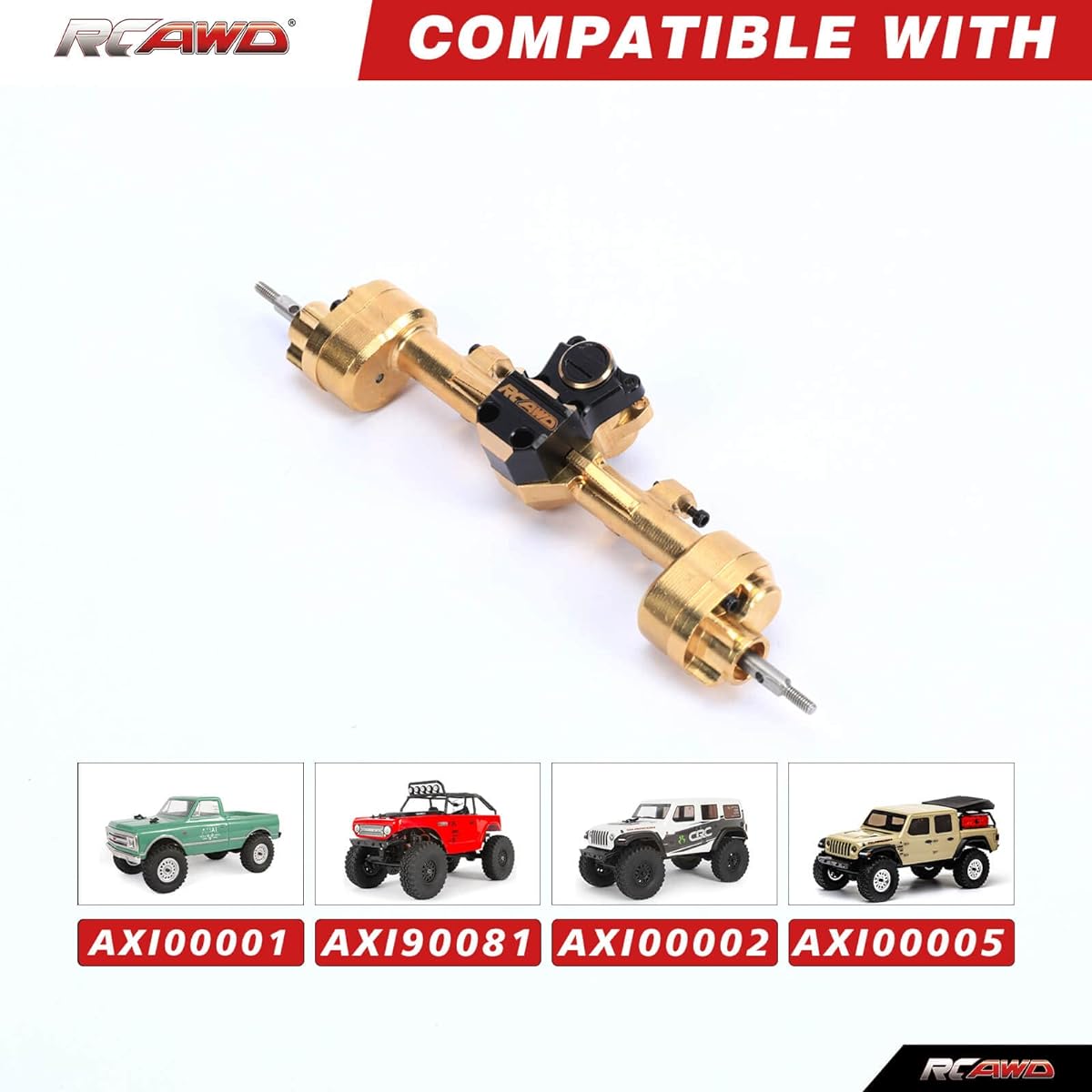 RCAWD Full Brass Rear SCX24 Yellow