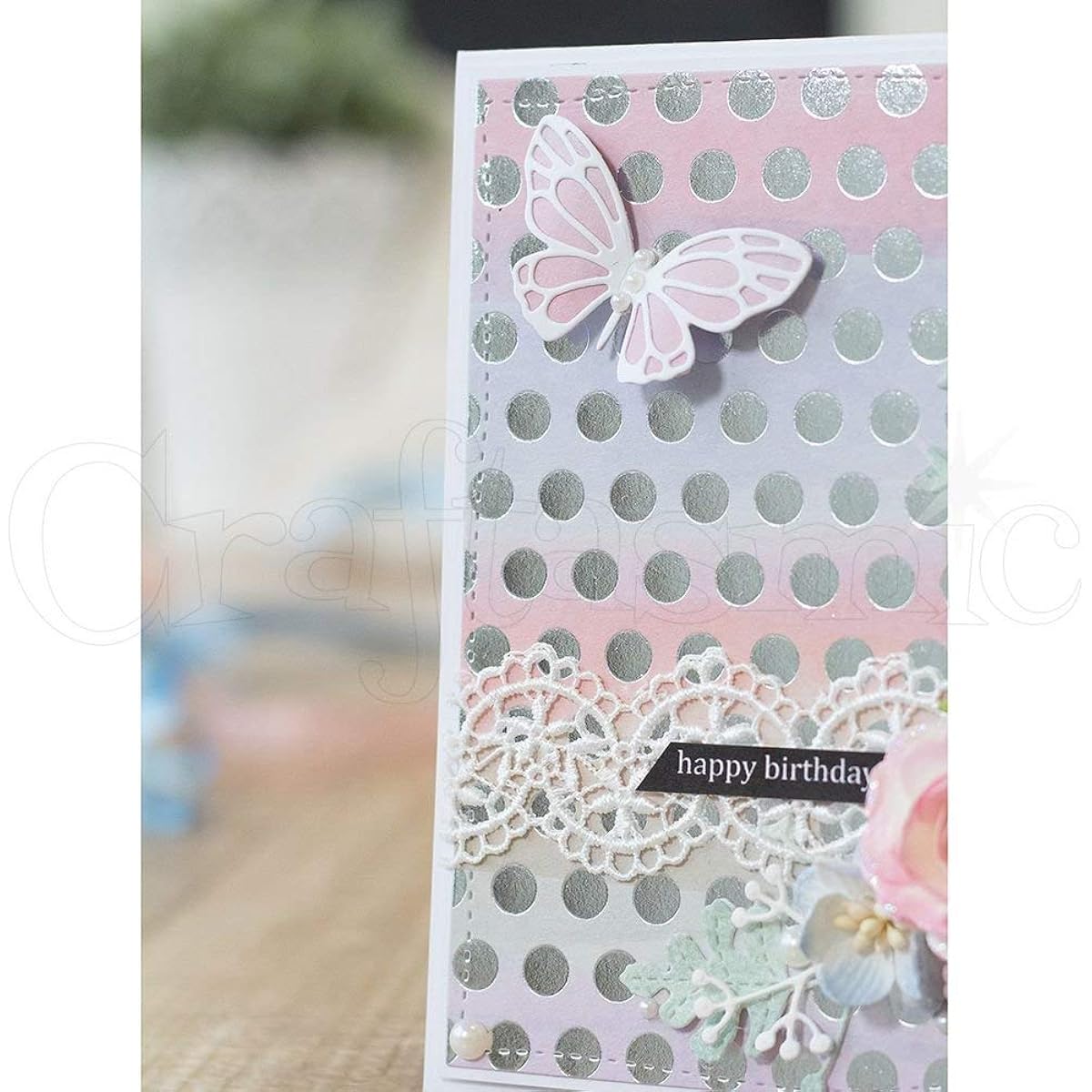 Crafter's Companion FSGDO Gemini Foil Press Stamp Die Element Grand Dot Background Silver