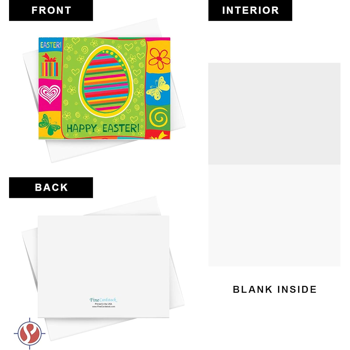 Happy Easter Bulk Folded Greeting Cards for Invitations/Gifts/Thank You Notes/Announcements - Blank Inside | 4.25 x 5.5 inches (A2 Size) | 25 Cards and 25 Envelopes