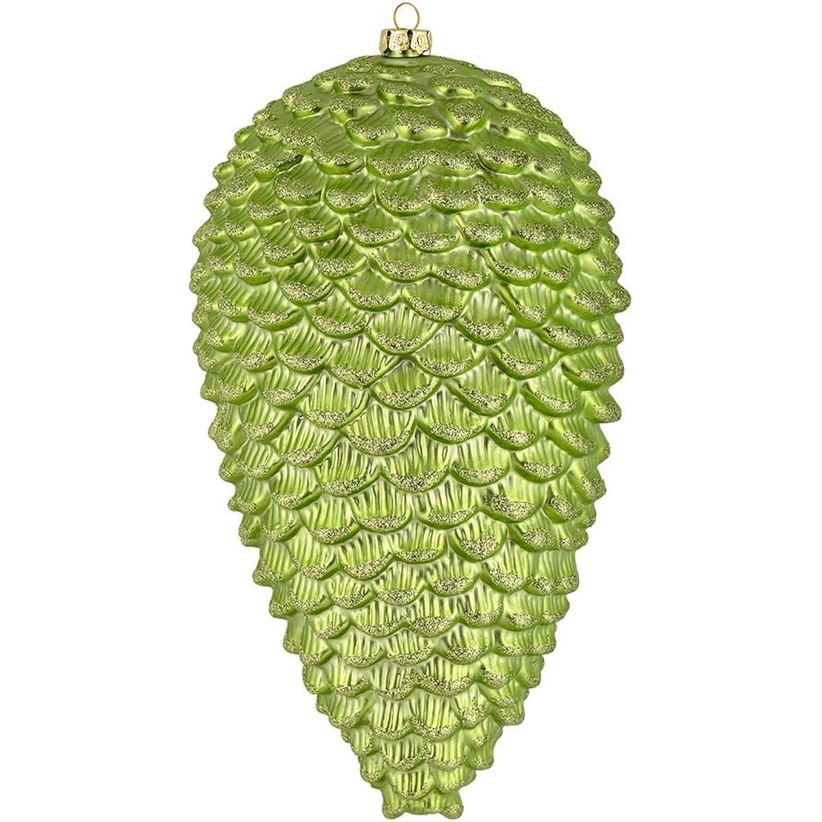 Vickerman 7" Celadon Matte Glitter Pine Cone Christmas Ornaments, Pack of 4.