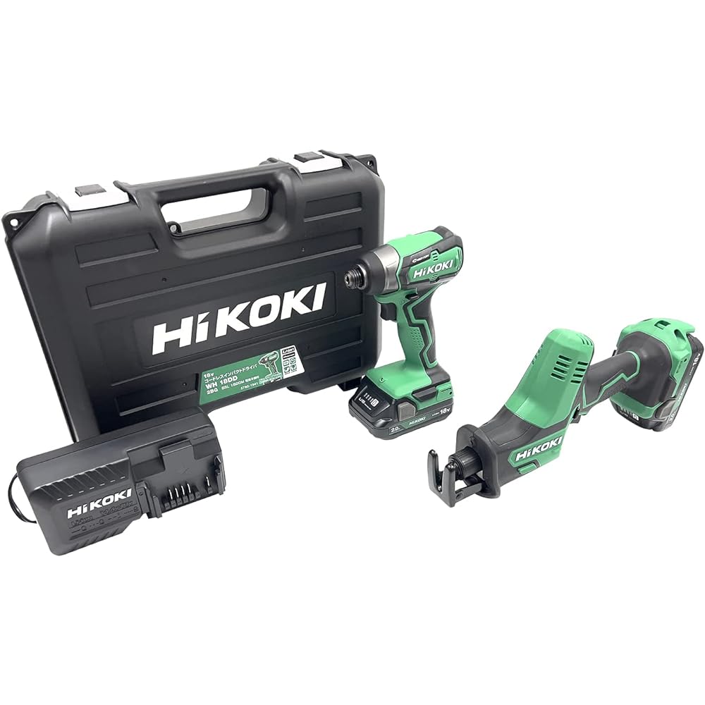 HiKOKI 18V Rechargeable Impact Driver with First Repair Warranty, 18V2.0Ah Storage Battery x 2, Charger, Case Included WH18DD(2BG)
