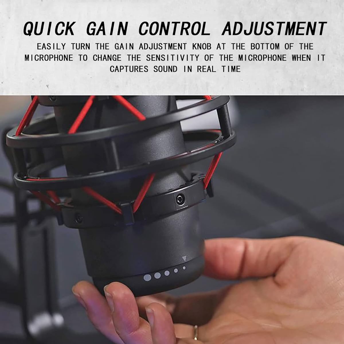 USB Streaming Microphone, 20kHz USB Condenser Microphone with Built-in Pop Filter, Switchable 4 Quadruple Modes with Anti-Vibration Buffer Bearing, for Tiktok, Youtube, Live Streaming