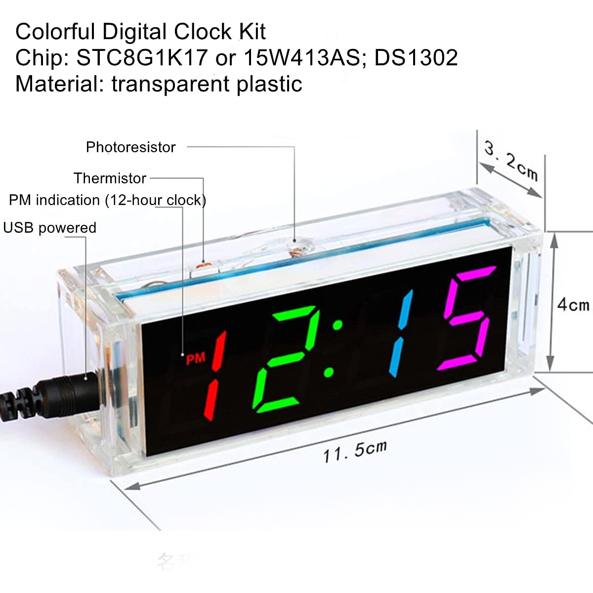 Colorful Digital Clock Electronic Kit DIY Parts Component Set Electronic Clock Welding Creation Experiment Kit