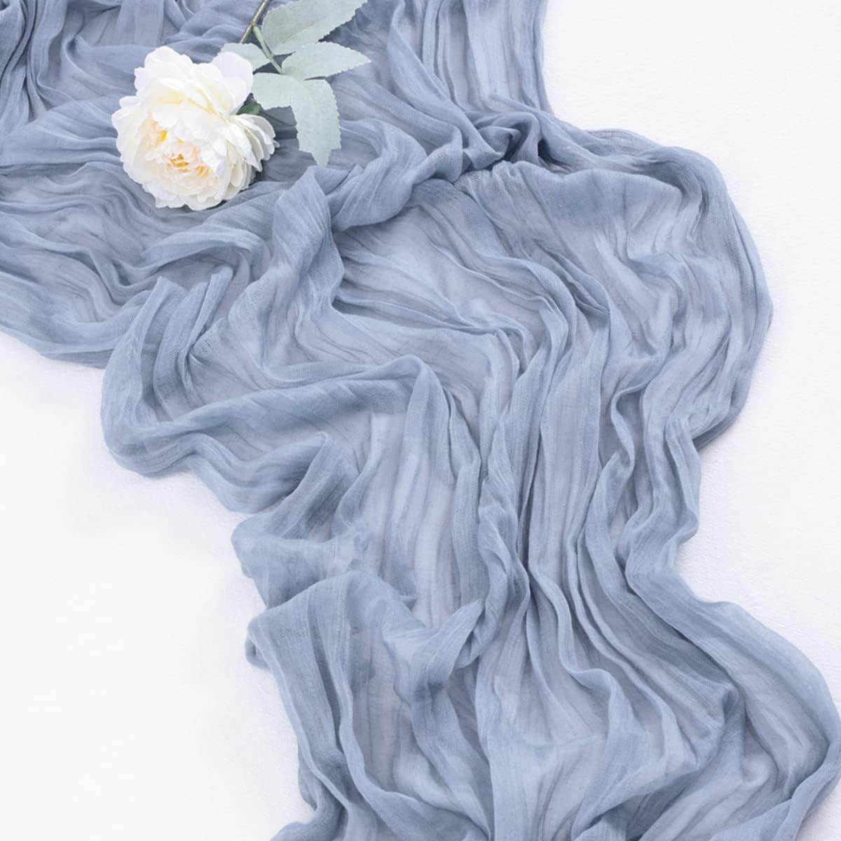 Socomi Cheesecloth Table Runner 10ft Gauze Boho Rustic Dusty Blue Cheese Cloth Table Runner for Wedding Bridal Shower Fall Thanksgiving Christmas Decoration 10pcs Dusty Blue
