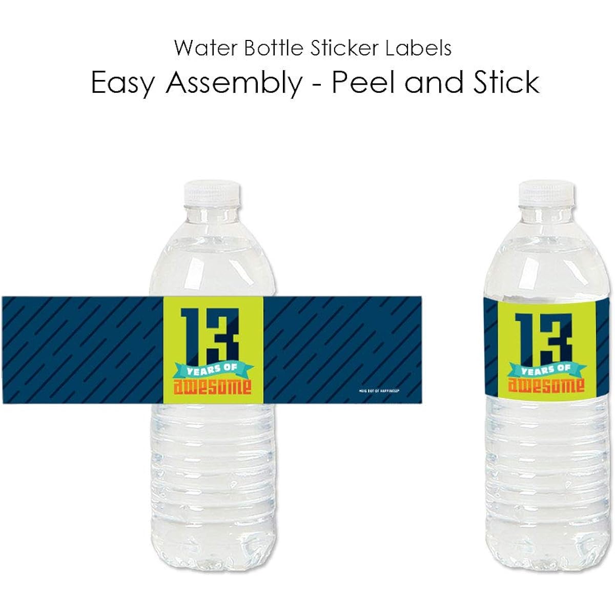 Big Dot of Happiness Boy 13th Birthday - Official Teenager Birthday Party Water Bottle Sticker Labels - Set of 20